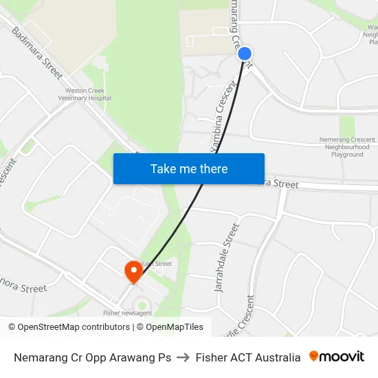 Nemarang Cr Opp Arawang Ps to Fisher ACT Australia map