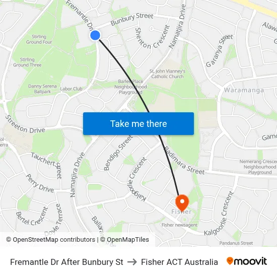 Fremantle Dr After Bunbury St to Fisher ACT Australia map