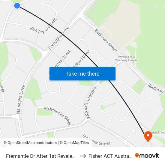 Fremantle Dr After 1st Reveley Cr to Fisher ACT Australia map