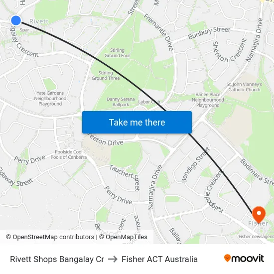 Rivett Shops Bangalay Cr to Fisher ACT Australia map