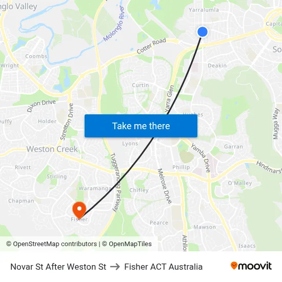 Novar St After Weston St to Fisher ACT Australia map