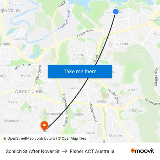 Schlich St After Novar St to Fisher ACT Australia map