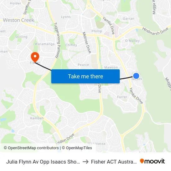 Julia Flynn Av Opp Isaacs Shops to Fisher ACT Australia map