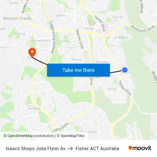 Isaacs Shops Julia Flynn Av to Fisher ACT Australia map