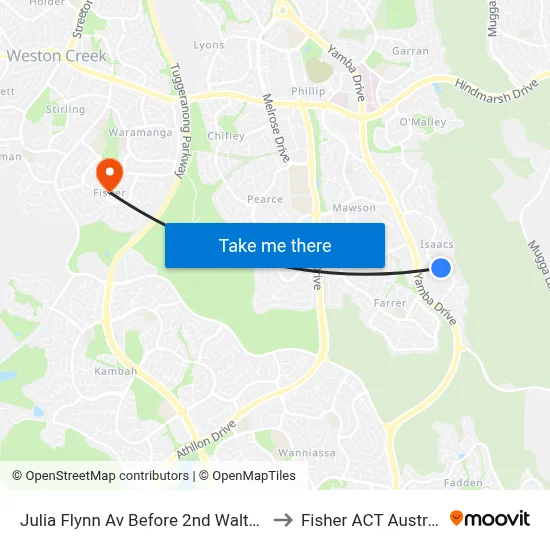 Julia Flynn Av Before 2nd Walton St to Fisher ACT Australia map
