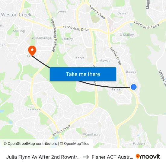 Julia Flynn Av After 2nd Rowntree Cr to Fisher ACT Australia map