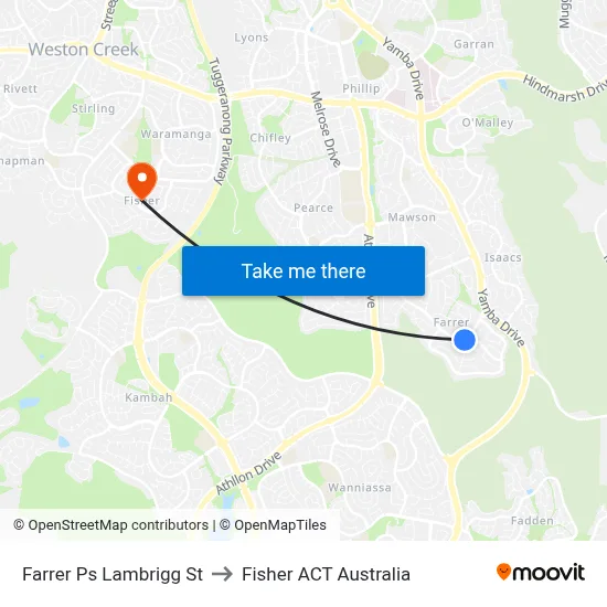 Farrer Ps Lambrigg St to Fisher ACT Australia map