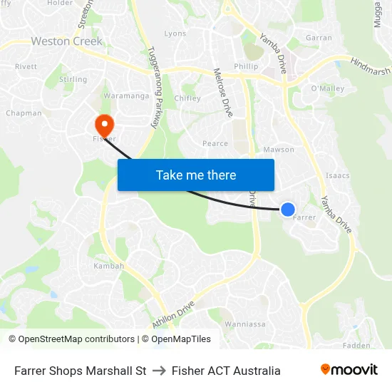 Farrer Shops Marshall St to Fisher ACT Australia map