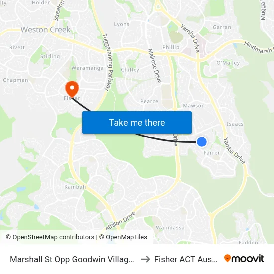 Marshall St Opp Goodwin Village Farrer to Fisher ACT Australia map