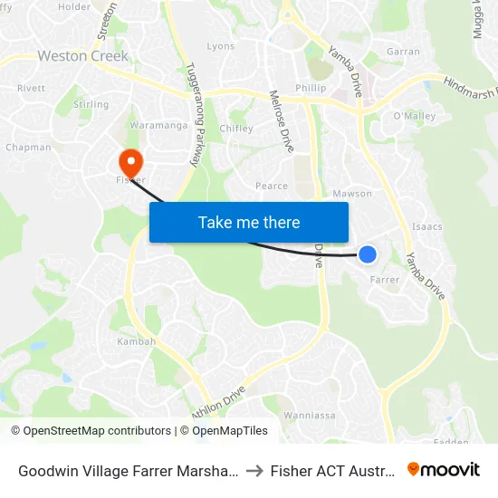 Goodwin Village Farrer Marshall St to Fisher ACT Australia map