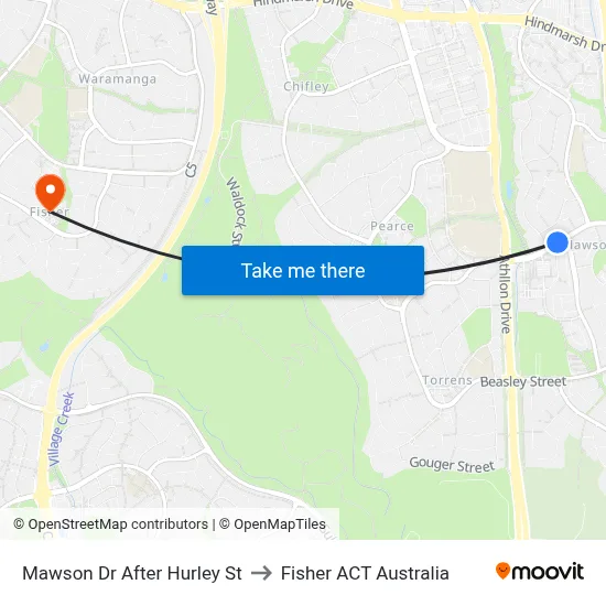 Mawson Dr After Hurley St to Fisher ACT Australia map
