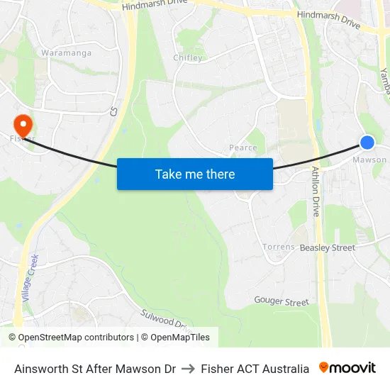 Ainsworth St After Mawson Dr to Fisher ACT Australia map