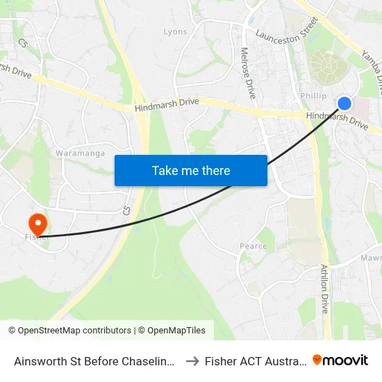 Ainsworth St Before Chaseling St to Fisher ACT Australia map