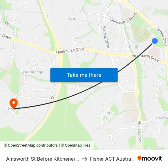 Ainsworth St Before Kitchener St to Fisher ACT Australia map