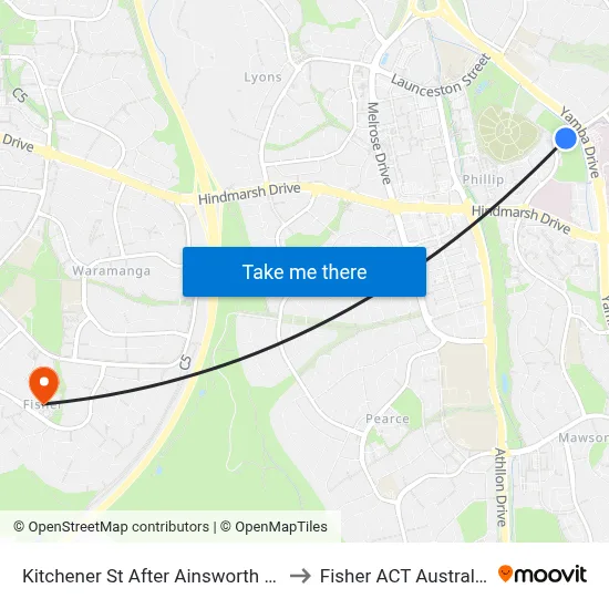 Kitchener St After Ainsworth St to Fisher ACT Australia map