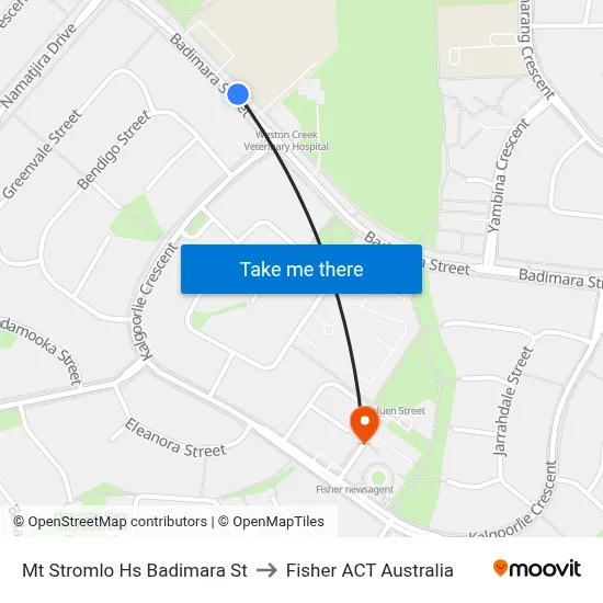 Mt Stromlo Hs Badimara St to Fisher ACT Australia map