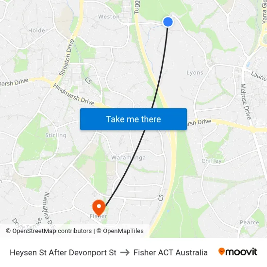 Heysen St After Devonport St to Fisher ACT Australia map