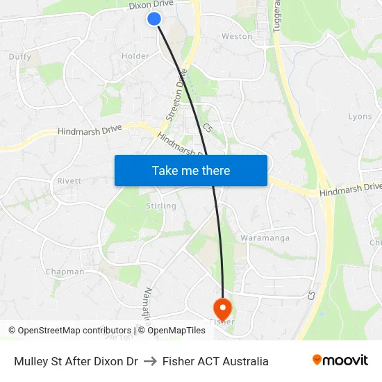 Mulley St After Dixon Dr to Fisher ACT Australia map
