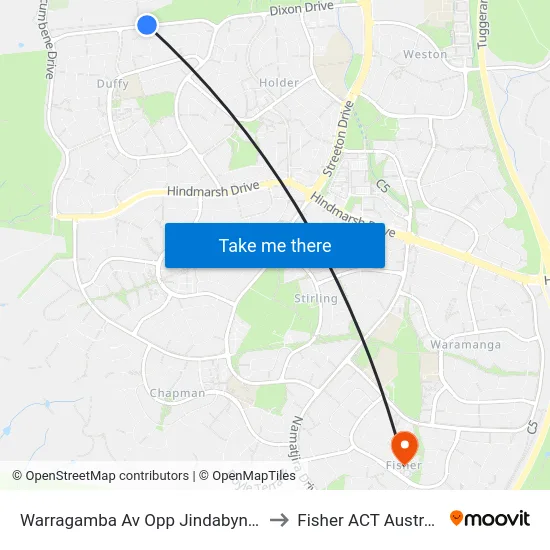 Warragamba Av Opp Jindabyne St to Fisher ACT Australia map