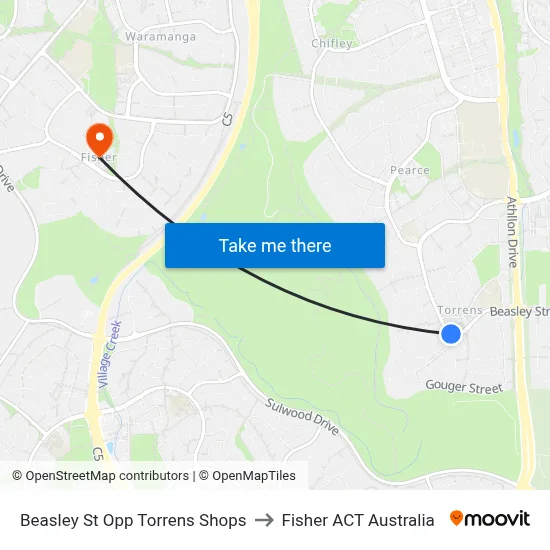 Beasley St Opp Torrens Shops to Fisher ACT Australia map