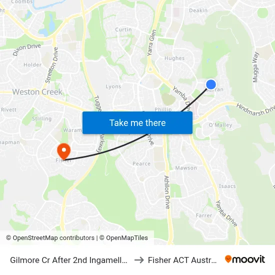 Gilmore Cr After 2nd Ingamells St to Fisher ACT Australia map