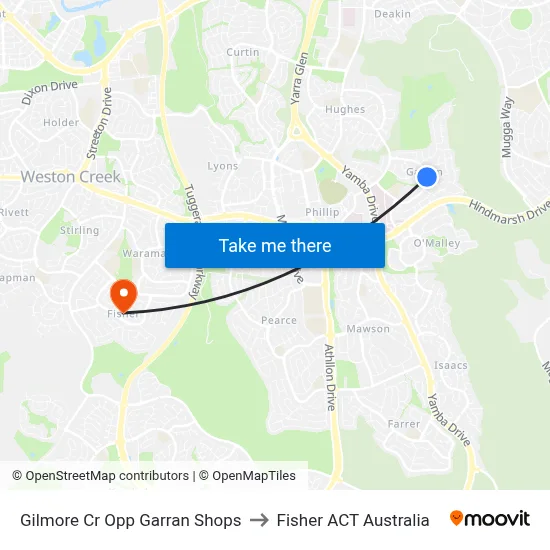 Gilmore Cr Opp Garran Shops to Fisher ACT Australia map