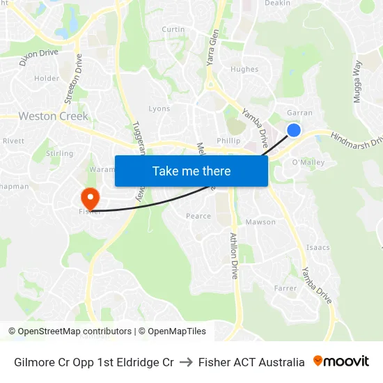 Gilmore Cr Opp 1st Eldridge Cr to Fisher ACT Australia map