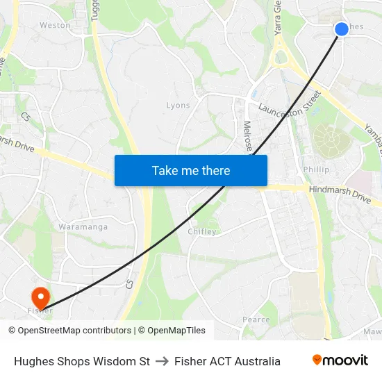 Hughes Shops Wisdom St to Fisher ACT Australia map