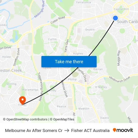 Melbourne Av After Somers Cr to Fisher ACT Australia map