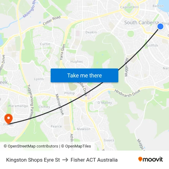 Kingston Shops Eyre St to Fisher ACT Australia map