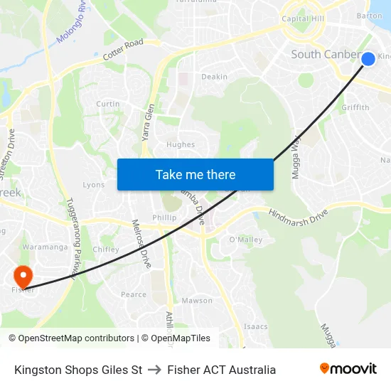 Kingston Shops Giles St to Fisher ACT Australia map
