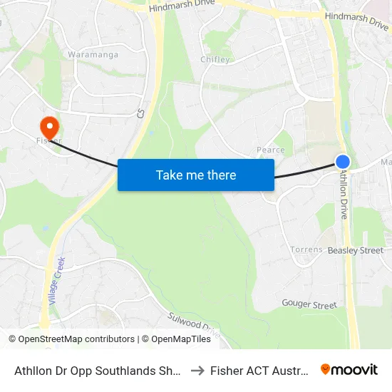 Athllon Dr Opp Southlands Shops to Fisher ACT Australia map