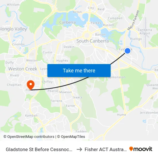 Gladstone St Before Cessnock St to Fisher ACT Australia map