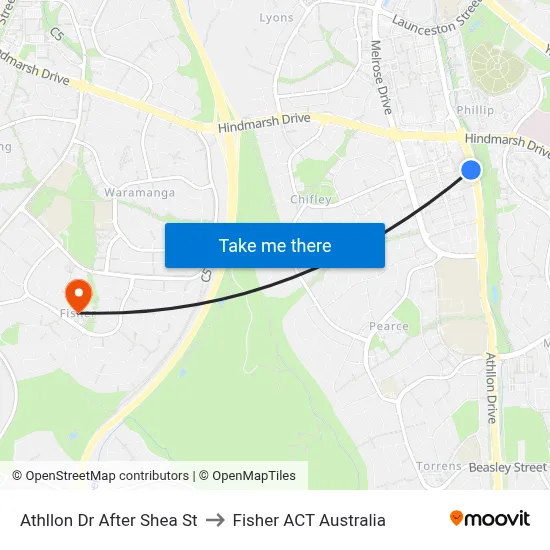 Athllon Dr After Shea St to Fisher ACT Australia map