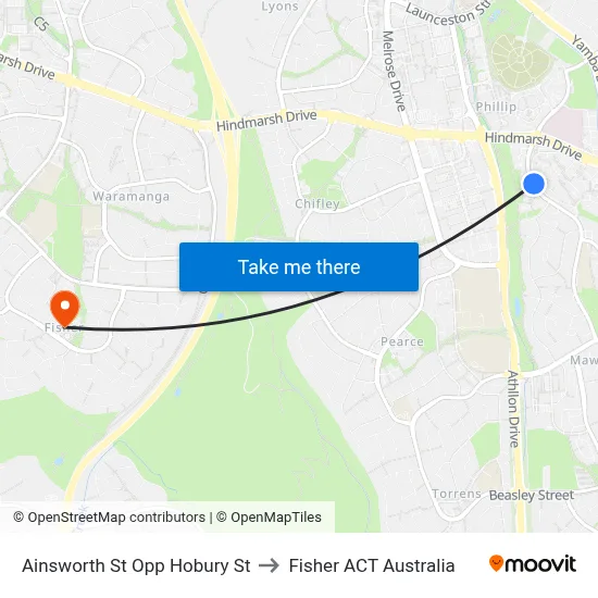 Ainsworth St Opp Hobury St to Fisher ACT Australia map