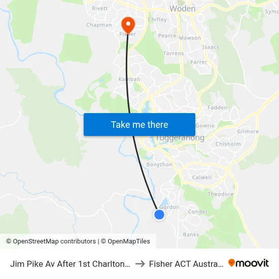 Jim Pike Av After 1st Charlton Cr to Fisher ACT Australia map