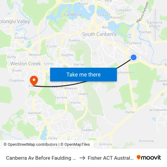 Canberra Av Before Faulding St to Fisher ACT Australia map