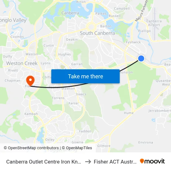 Canberra Outlet Centre Iron Knob St to Fisher ACT Australia map