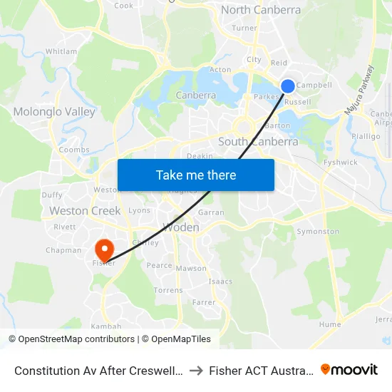 Constitution Av After Creswell St to Fisher ACT Australia map