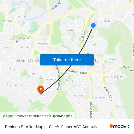 Denison St After Napier Cl to Fisher ACT Australia map