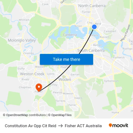 Constitution Av Opp Cit Reid to Fisher ACT Australia map