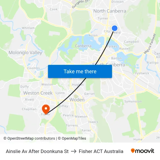 Ainslie Av After Doonkuna St to Fisher ACT Australia map
