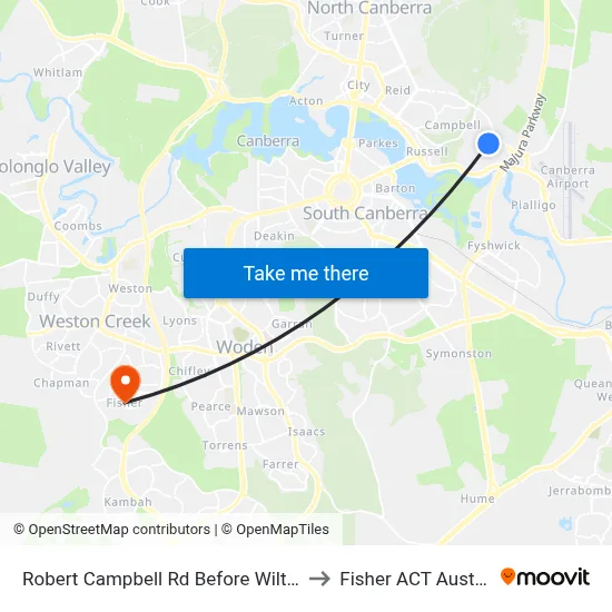 Robert Campbell Rd Before Wilton Rd to Fisher ACT Australia map