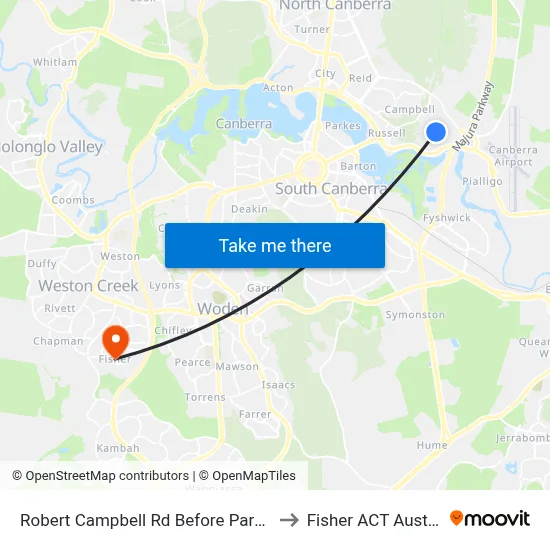 Robert Campbell Rd Before Parnell Rd to Fisher ACT Australia map