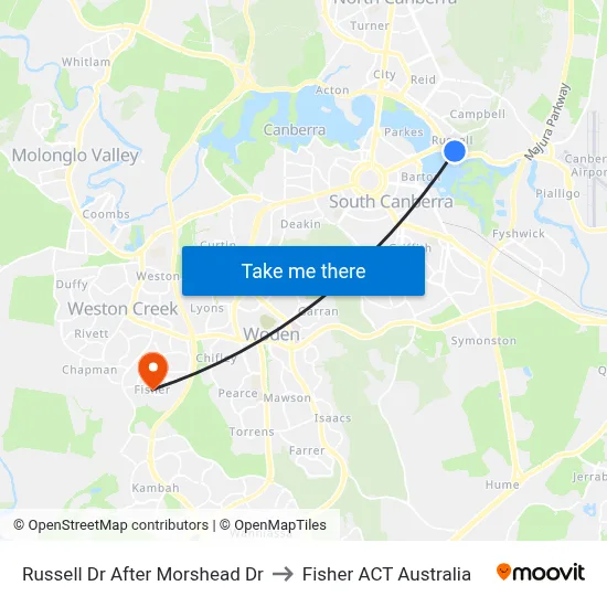 Russell Dr After Morshead Dr to Fisher ACT Australia map