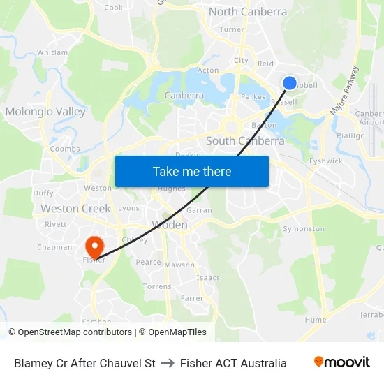 Blamey Cr After Chauvel St to Fisher ACT Australia map