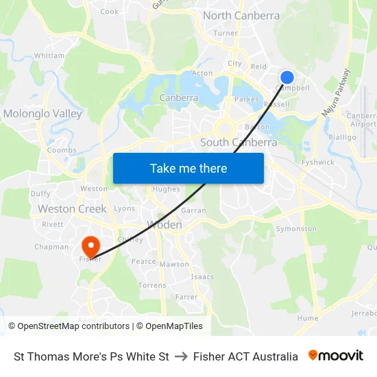 St Thomas More's Ps White St to Fisher ACT Australia map