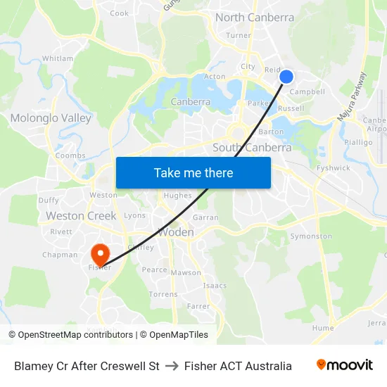 Blamey Cr After Creswell St to Fisher ACT Australia map