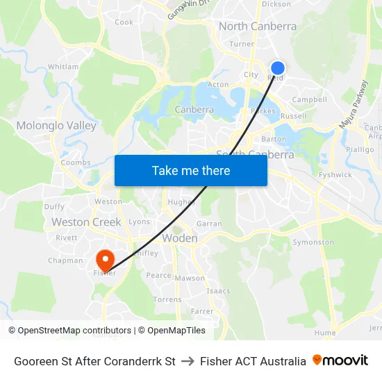 Gooreen St After Coranderrk St to Fisher ACT Australia map