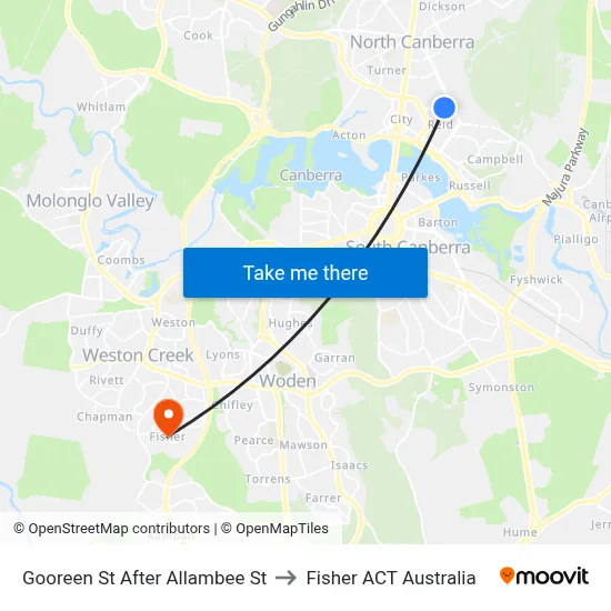 Gooreen St After Allambee St to Fisher ACT Australia map